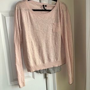 Anthropologie pink, and gray striped top